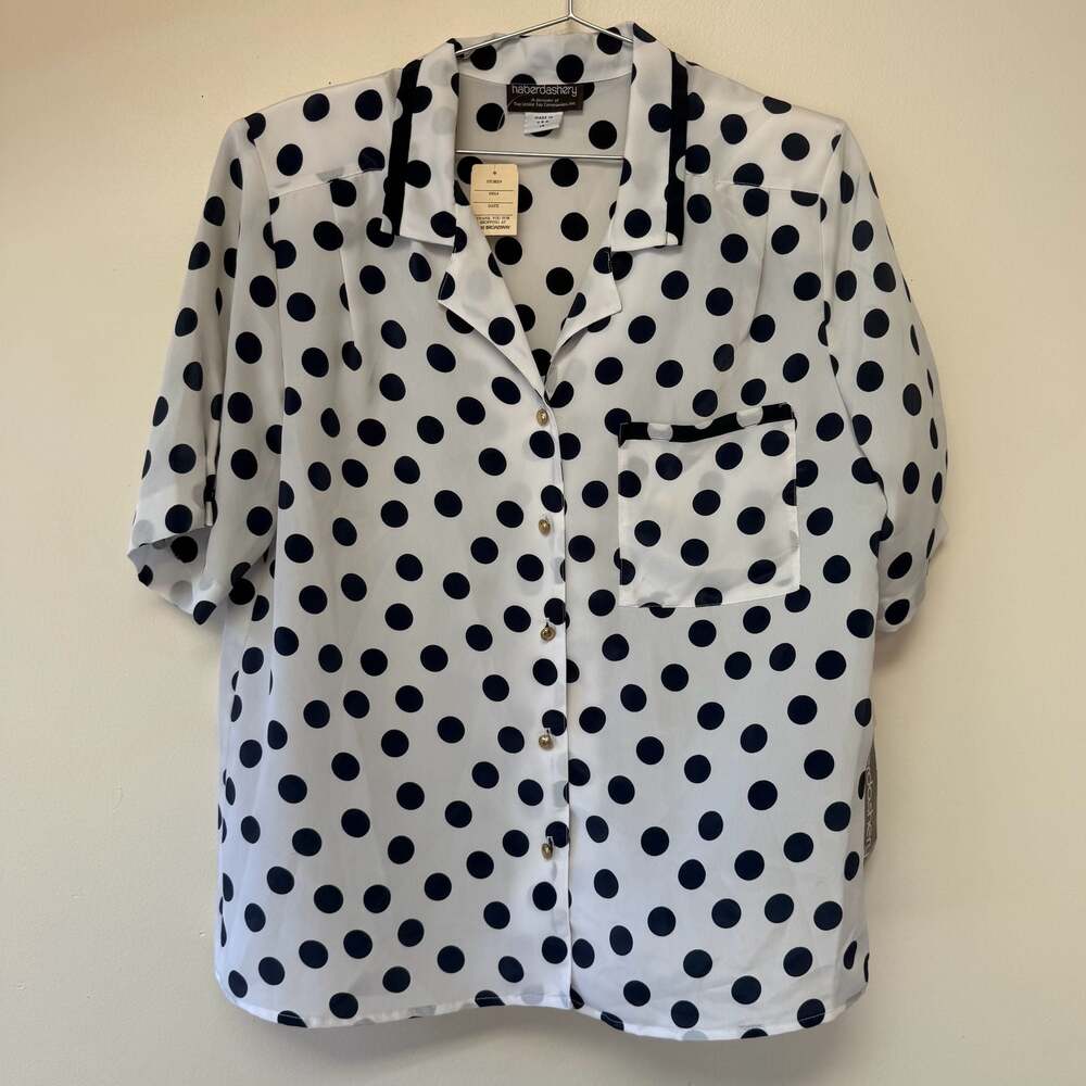 Vintage NWT Polka Dot Button-Down Blouse